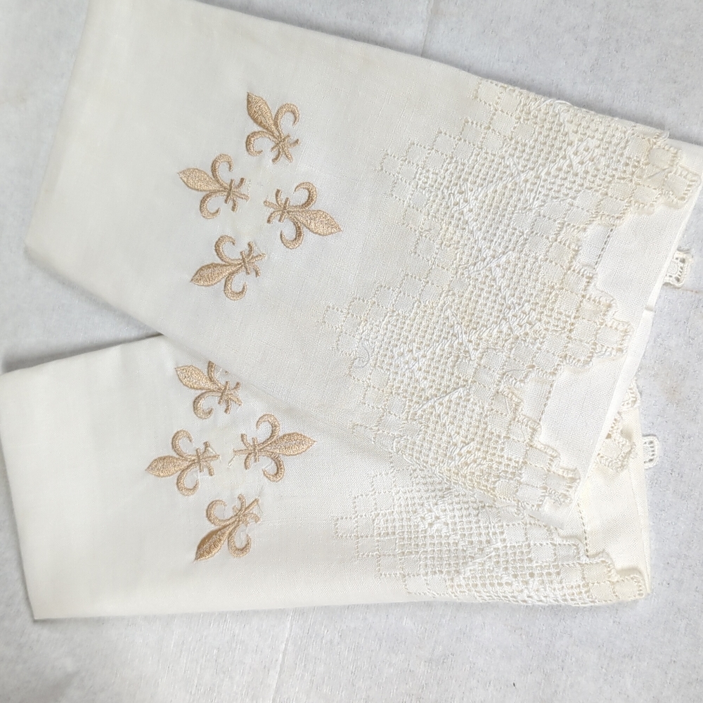 Vintage French Embroidered White Linens